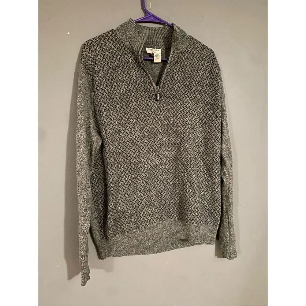 Dockers Grey Long Sleeve Collared 1/4 Zip Pullover Sweater Size Small NWOT